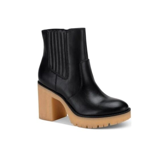 SUN STONE Womens Lennii Faux Leather Ankle Boots Black 5 6 6.5 7.5 8 8.5 9 10 11 - Picture 1 of 3